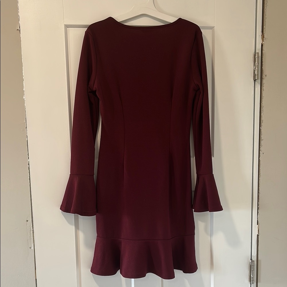 Burgundy Flare Sleeve Dress